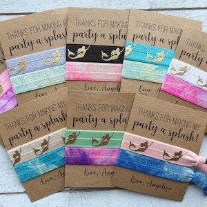 Mermaid Hair Tie Favors | &quot;Thanks for Making My Party a Splash!&quot; | Mermaid Party Favors for Bachelorette | Birthday Party Goodie Bag Gifts