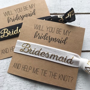 Will You Be My Bridesmaid and Help Me Tie the Knot Hair Tie Favors | Bridesmaid Hair Tie Favors | Bridesmaid Proposal Gift |  Wedding Party