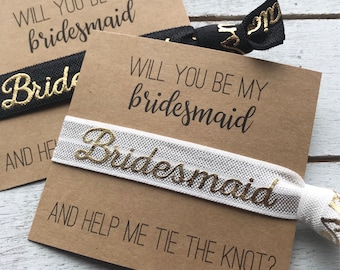 Will You Be My Bridesmaid and Help Me Tie the Knot Hair Tie Favors | Bridesmaid Hair Tie Favors | Bridesmaid Proposal Gift | Wedding Party