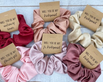 Bridal Party Proposals | Will You Be My Bridesmaid and Help Me Tie the Knot Scrunchies | Bridesmaid Proposal | Bridal Party Proposal Ideas