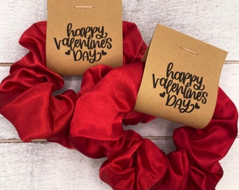 Happy Valentine’s Day Scrunchies | Valentine’s Day Gift | Red Satin Scrunchies for Gals | Pink Satin Scrunchies | Valentine’s Day Scrunchies