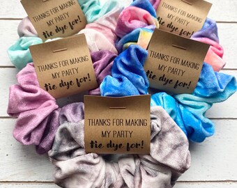 Tie Dye Scrunchies | Thanks For Making My Party TIE DYE For favors | Birthday Party Tie Dye Scrunchie Favors | Tie Dye Bachelorette Favors