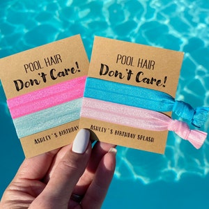 POOL PARTY Favors | Pool Hair Don’t Care Hair Tie Favors | Girls Just Wanna Have Sun Ponytail Holders | Birthday Party Bachelorette Favours