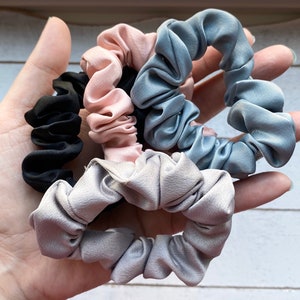 SATIN SCRUNCHIES | Pack of 4 scrunchies | Scrunchies variety pack | MINI satin scrunchies | Scrunchies hair ties