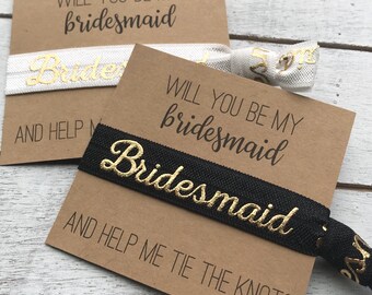 Will You Be My Bridesmaid and Help Me Tie the Knot Hair Tie Favors | Bridesmaid Hair Tie Favors | Bridesmaid Proposal Gift | Wedding Party