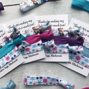 Frozen Party Favours, Personalized Party Favours, Frozen Hair Ties, Birthday Party Favours, Elsa Hair Ties, Girls Birthday Party  Favors