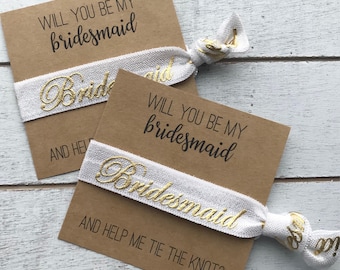 Will You Be My Bridesmaid and Help Me Tie the Knot Hair Tie Favors | Bridesmaid Hair Tie Favors | Bridesmaid Proposal Gift | Wedding Party
