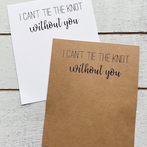 Scrunchie Cards | I Can’t Tie The Knot Without You Scrunchie Cards | Kraft Cards for Scrunchies | Bridal Party Proposal Cards