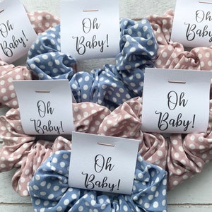 OH BABY! Custom Baby Shower Scrunchies | Baby Shower Scrunchie Favors | Personalized Baby Shower Favors | Polka Dot Baby Shower Favors