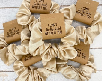 I Can’t Tie The Knot Without You Scrunchies | Luxury Satin Scrunchies | Bridesmaid Proposal Gift | Bridal Party Proposal Box Items