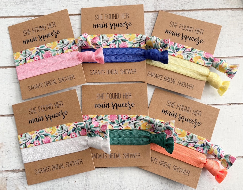 She Found Her Main Squeeze Bridal Shower Favors | Lemon Hair Tie Favors ...