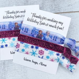 Frozen Party Favours, Personalized Party Favours, Frozen Hair Ties, Birthday Party Favours, Elsa Hair Ties, Girls Birthday Party  Favors