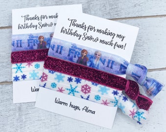 Frozen Party Favours, Personalized Party Favours, Frozen Hair Ties, Birthday Party Favours, Elsa Hair Ties, Girls Birthday Party  Favors