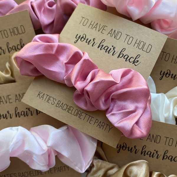 Personalized Bachelorette Party Favor Scrunchie | Hair Ties | To Have and To Hold Your Hair Back | Hen Party | Bridesmaid Proposal | Moh Gif