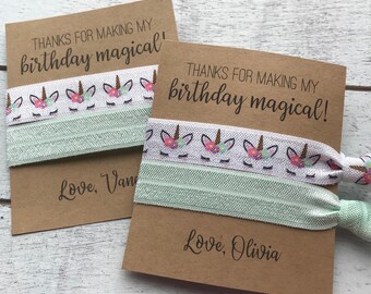 Personalized Unicorn Birthday Party Favors | Hair Tie Set