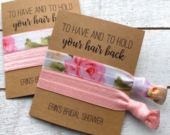 Personalized Floral Hair Tie Favors | Bridal Shower Keepsake