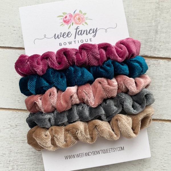 VELVET SCRUNCHIES | Pack of 5 scrunchies | Scrunchies variety pack | Mini velvet scrunchies | Scrunchies hair ties