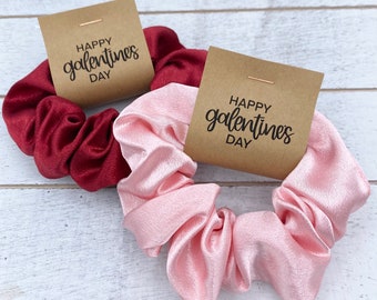 Happy Galentine’s Day Scrunchies | Galentine’s Day Gift for Friends | Galentine’s Day Party Favors & Decor | Hair Scrunchie for Gal Pals