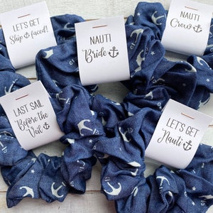 NAUTICAL party favours | Anchor Scrunchies | Let’s Get Nauti Scrunchies | Custom BACHELORETTE Coastal Theme | Nautical Nuptials