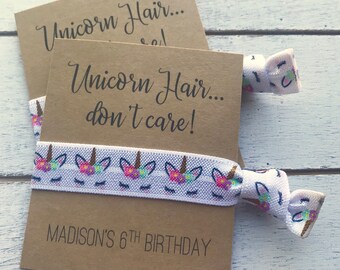 Custom Unicorn Hair Tie Favors | Birthday Party