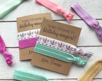 Custom Unicorn Birthday Party Favors | Hair Tie Set