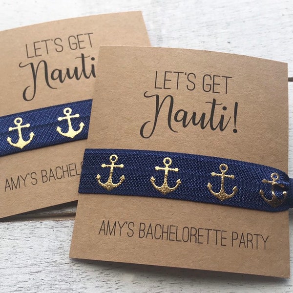 BACHELORETTE Hair Tie Favors | Permet d'obtenir des faveurs de fête Nauti Bachelorette | Élastiques à cheveux ancre | Thème côtier