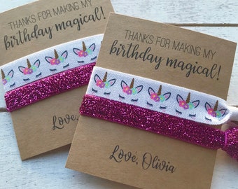 Custom Unicorn Hair Tie Party Favors | Birthday Girl