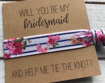 Will You Be My Bridesmaid and Help Me Tie the Knot Hair Tie Favors | Bridesmaid Hair Tie Favors | Bridesmaid Proposal Gift | Wedding Party