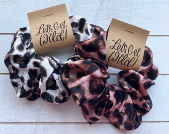 Let’s Get Wild CUSTOM BACHELORETTE Hair Scrunchie Favors | Leopard Print Bachelorette Party Favors | PERSONALIZED name