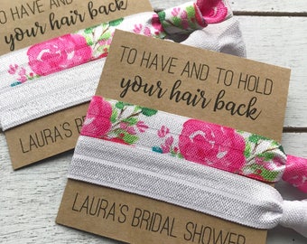 Personalized Floral Hair Tie Bridal Shower Favors
