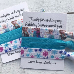 Frozen Party Favours, Personalized Party Favours, Frozen Hair Ties, Birthday Party Favours, Elsa Hair Ties, Girls Birthday Party  Favors
