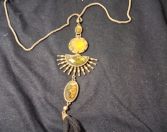 Lucky brand tassel gold tone reversible necklace