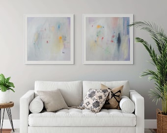 Lot de deux impressions giclées en édition limitée - Art abstrait moderne pour intérieurs élégants - Décoration murale pastel doux - Esthétique contemporaine pour la maison