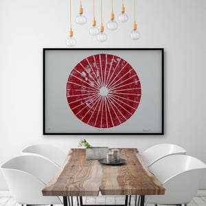 Geometric Art Print Abstract Giclee Print_Red And White_Large Modern Artwork_Geometric Wall Art_Circle Painting_Minimalistic Modern Art