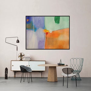 Modern Artwork Green Orange Purple White Abstract Art Big Painting  Contemporary Painting Colorful Modern Wall Decor Mixed media 100 x 70 cm