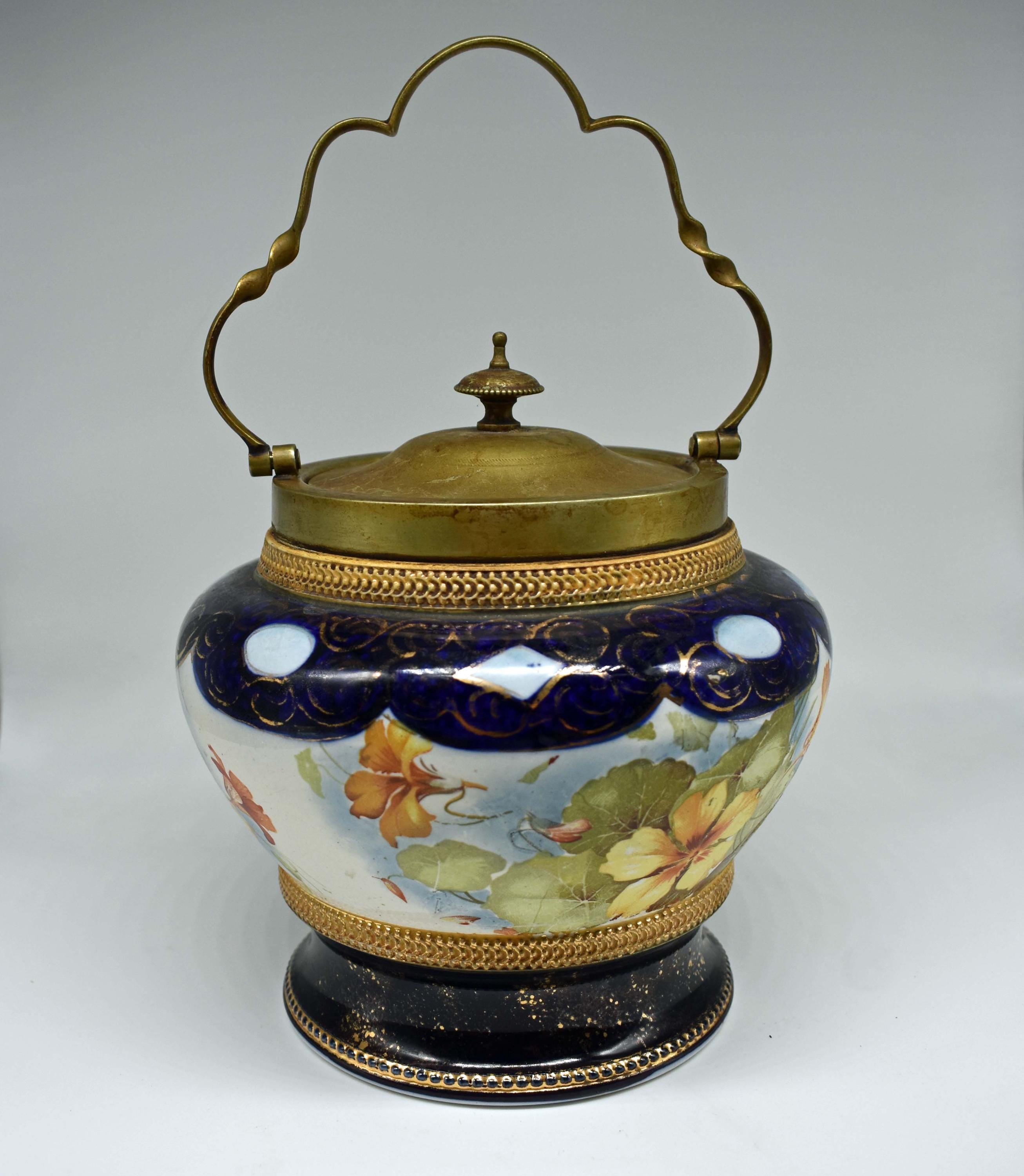Vintage Biscuit Jar Blue Porcelain - Etsy
