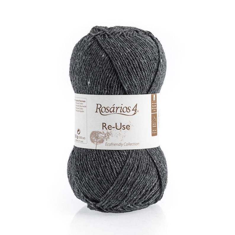 Recycled Cotton Yarn Aran Weight 100g – Eco Friendly Knitting & Crochet Yarn Ball – Reuse Yarn by Rosários 4 Portugal - 192m 20 Black