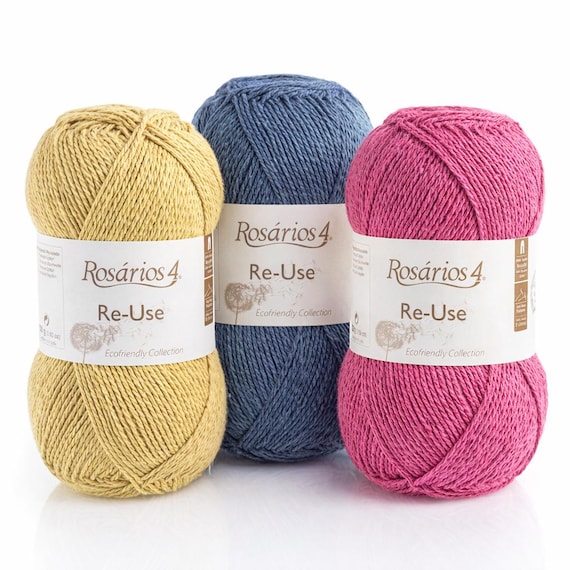 Recycled Cotton Yarn Aran Weight 100g – Eco Friendly Knitting & Crochet Yarn Ball –  Reuse Yarn by Rosários 4 Portugal - 192m