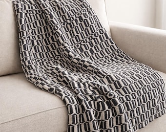 Large Cotton Throw Blanket | Geometric Woven Bedspread | Eco Friendly Decor | Heavy Sofa Bed Cover | Traditional Portuguese 180x220cm