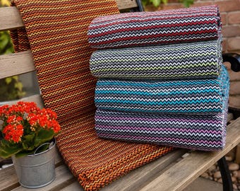Recycled Cotton Throw Blanket | Portuguese Woven Sofa Cover | Large Boho Couch Throw | Sustainable Bedspread Decor