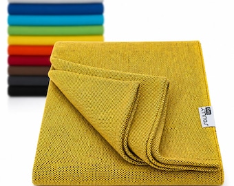 Yellow Throw Blanket, Recycled Cotton Sofa Cover, Large Woven Bed Blanket, Mustard Home Decor Ecofriendly