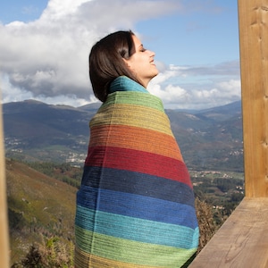 Cotton Blanket Throw - Sofa Cover - Colorful Bedspread - Outdoor Rainbow Blanket - Carpet Camping Yoga Mat Rug - Large Fabric