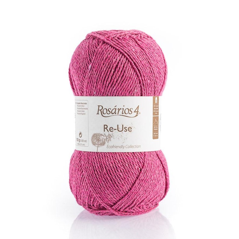Recycled Cotton Yarn Aran Weight 100g – Eco Friendly Knitting & Crochet Yarn Ball – Reuse Yarn by Rosários 4 Portugal - 192m 17 Pink
