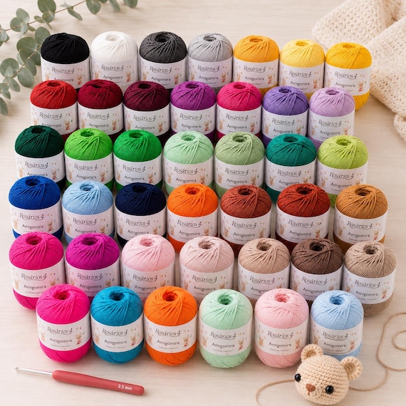 Amigurumi Yarn Set 40 Colours | 100% Cotton Crochet Yarn Bundle | 40 x 20g Mini Yarn Balls | Crochet Kit | Amigurumi Supplies | 800g