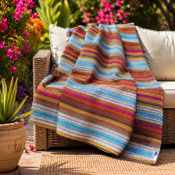 Decke aus recycelter Baumwolle | Langlebiger Sofa & Bettüberwurf | Umweltfreundlicher portugiesischer Stoff (150 x 210 cm)
