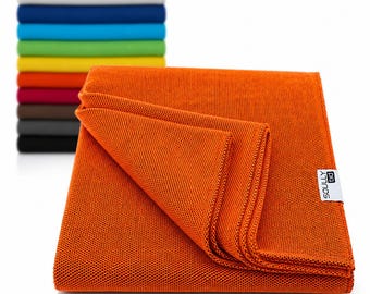 Burnt Orange Recycled Cotton Throw – Large Sofa Couch Woven Blanket 130x220, Boho Home Decor