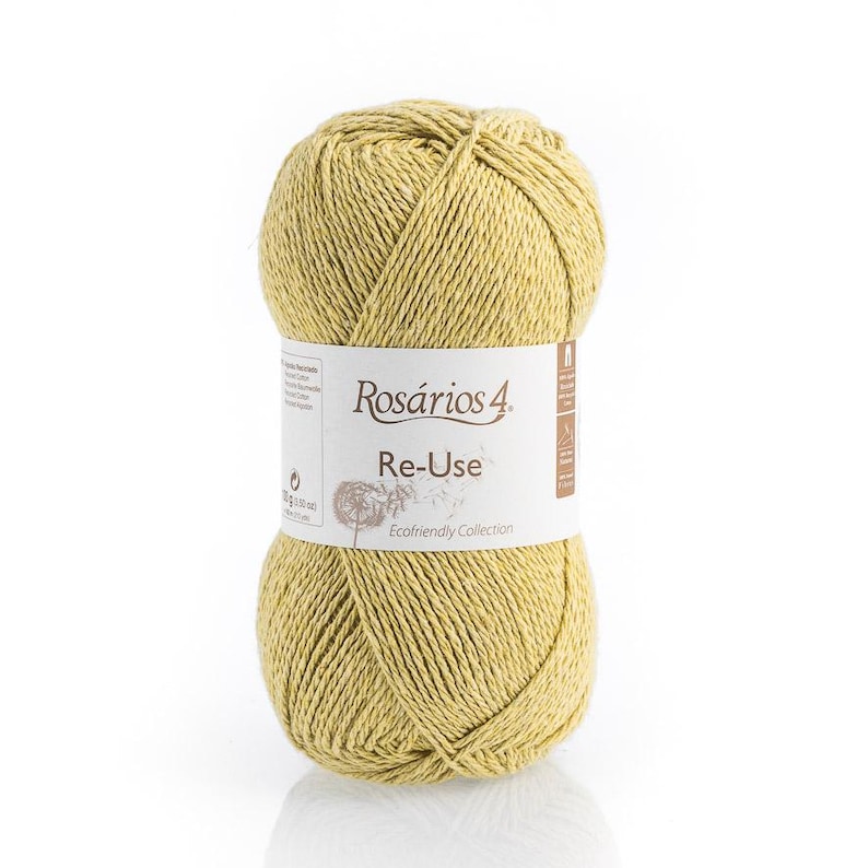 Recycled Cotton Yarn Aran Weight 100g – Eco Friendly Knitting & Crochet Yarn Ball – Reuse Yarn by Rosários 4 Portugal - 192m 07 Yellow