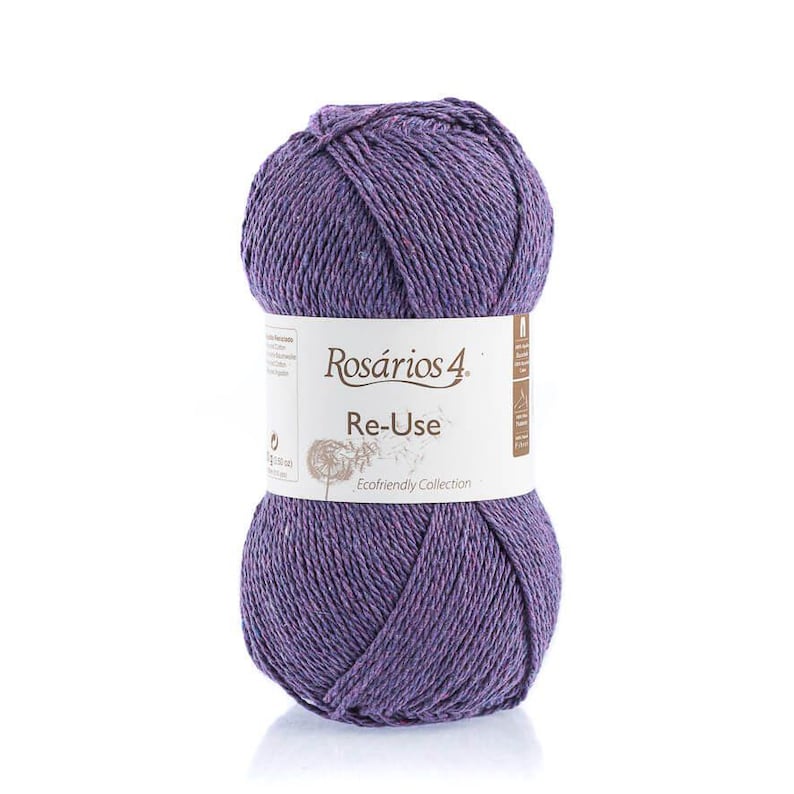 Recycled Cotton Yarn Aran Weight 100g – Eco Friendly Knitting & Crochet Yarn Ball – Reuse Yarn by Rosários 4 Portugal - 192m 21 Purple