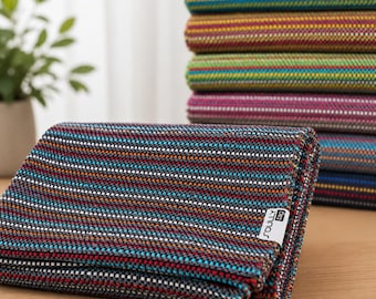 Recycled Cotton Portuguese Blanket | Durable Woven Sofa Cover Throw |  Boho Bedspread | Sustainable Modern Traditional Home Decor