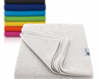 Manta de algodón blanco para sofá, manta de algodón reciclado, manta grande tejida en color crema, decoración minimalista neutra para el hogar.